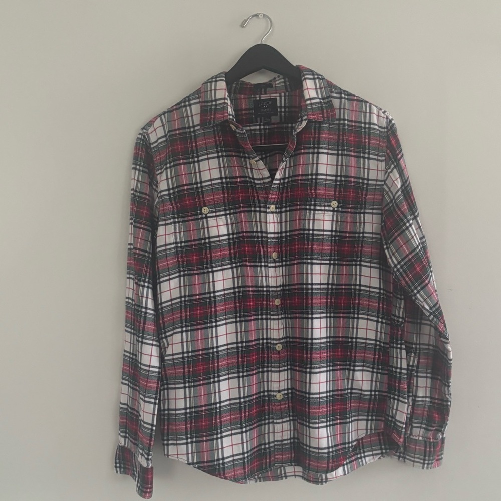 J. Crew Red and Black Plaid Casual Shirt